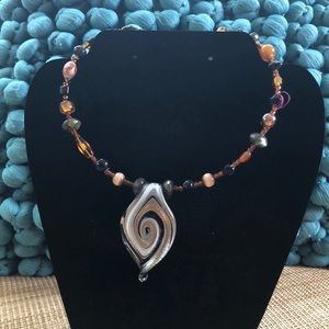 Custom Designed Glass and Stone Pendant Choker